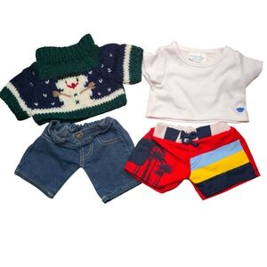 Build-A-Bear Workshop Clothing Lot Sweater Denim Jeans Shorts T-Shirt 4pc